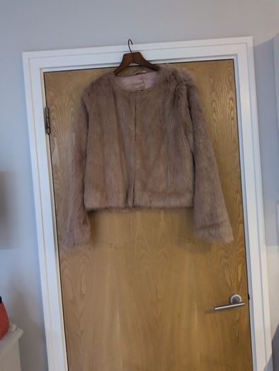 Dunnes Stores   Faux  Fur Blush  Box Jacket .  S.16. New - No Tag.