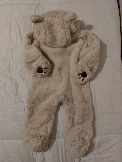 fluffy Cosy Hooded pramsuit all in one