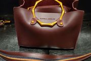 Laura Ashley Bamboo Handle Handbag in Burgundy