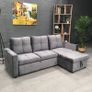 Grey velvet Corner Sofa Bed with Storage 215cm Image 2