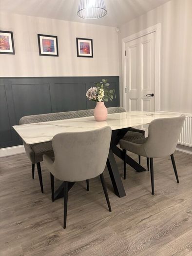 Table , 2 chairs and bench