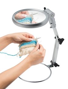 BRESSER Magnifier with LED and 120mm Diameter for Sewing / Knitting, Crafts, Stamp / Coin collectors, DIY, 2x and 4x Magnification, Silver