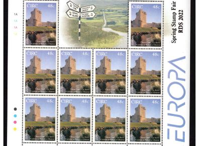 2022 Ireland Spring Stamp Fair Commemorative Stamps Souvenir Sheet overprinting the 2004 48c Europa Sheetlet Mint Never Hinged (MNH)