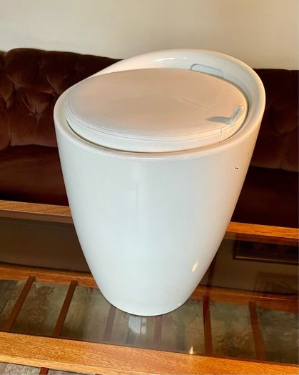 Wenko Rare Y2K Storage Stool Seat with White Faux Leather Lid