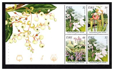 1995 Ireland Bicentenary of National Botanic Gardens, Glasnevin Stamp Booklet Pane Mint Never Hinged (MNH). Hibernian HP79.