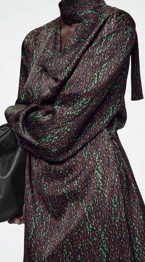 COS  Scarf-Detail Printed Midi Dress
