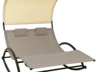 main image for ad Double Sun Lounger with Canopy Textilene Taupe and Cream