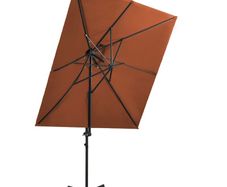 Cantilever Umbrella with Double Top Terracotta 250x250 cm