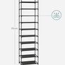 10-Tier Shoe Rack, Shoe Stand, Space-Saving Shoe Storage, 45 x 28 x 173 cm, Metal Frame, Non-Woven Fabric Shelves, for Hallway, Bedroom, Black Image 3