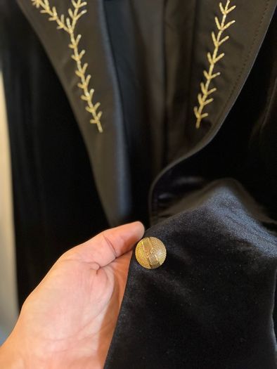 Hand embroidered Nissa black velvet blazer