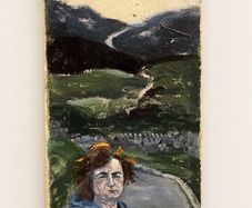 Con Campbell Original Oil on Board, Kathy on Croagh Patrick, 1993