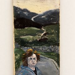 Con Campbell Original Oil on Board, Kathy on Croagh Patrick, 1993
