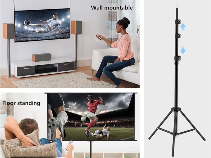 Screen Projector with Tripod 100 Inches, 16:9 HD Screen Extendible, Portable Projector Screen for Home Cinema, Office, School, Presentation