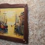 New Original Oil Painting Nautical Harbor Scene with Handmade Ship Rope Frame. Image 5
