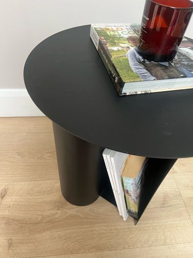 Black metal Side table with storage