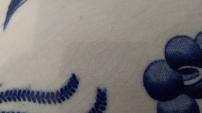 Beautiful Antique Blue and White Transferware Willow Pattern Large Oval Platter, Unknown Maker, Probably Staffordshire-Made