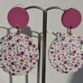 Matte Pink Round Stud Pink Blossom Polymer Clay Earrings Image 5