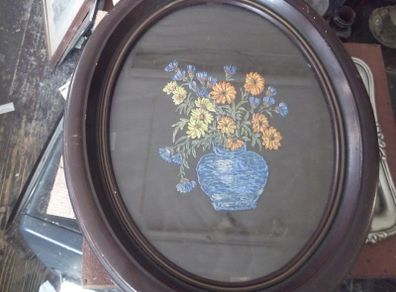 a antique embroidery still life picture