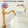 Antique Brass Vintage Retro Tall Tap for Bathroom Basin, High Rise Bathroom Sink Mixer Tap with 360 Swivel Spout, Brass Construction Basin Mixer Tap, Cloakroom Classic Countertop Image 4
