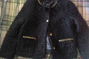 Black Tweed Jacket / Chic Outerwear (Size S/M)