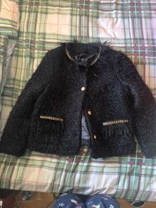 Black Tweed Jacket / Chic Outerwear (Size S/M)