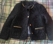 Black Tweed Jacket / Chic Outerwear (Size S/M)