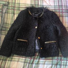 Black Tweed Jacket / Chic Outerwear (Size S/M)