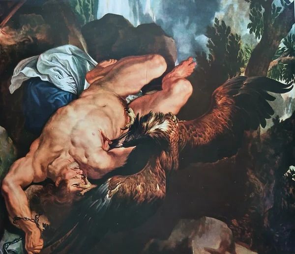 An Original Rare Print From Picture Relics - Prometheus Bound By Peter Paul Rubens' Dated: 1612