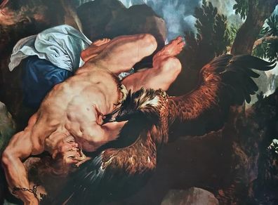 An Original Rare Print From Picture Relics - Prometheus Bound By Peter Paul Rubens' Dated: 1612