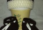 Handmade newborn  baby hat and bootie sets