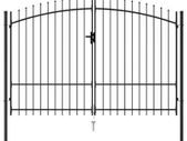_Fence Gate Double Door with Spike Top Steel 3x1.75 m Black