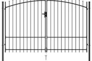 _Fence Gate Double Door with Spike Top Steel 3x1.75 m Black