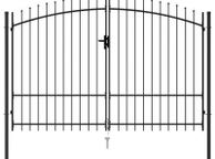 main image for ad _Fence Gate Double Door with Spike Top Steel 3x1.75 m Black