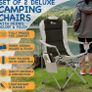 Padded Camping Chairs - Set of 2 Deluxe Folding Chairs with Cup Holder and Side Pockets, Holds up to 120kg - Lightweight 3.3kg per Chair - Black & Grey (FREE POSTAGE) Image 3