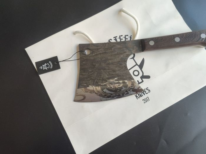 Forged Axe Knife with Octopus Engraving  By Di'Casteel