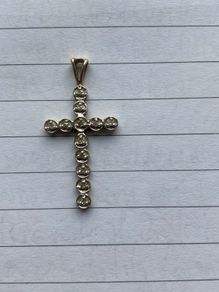 Pre-Owned 9ct Gold Diamond Cross Pendant