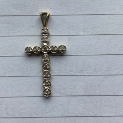Pre-Owned 9ct Gold Diamond Cross Pendant