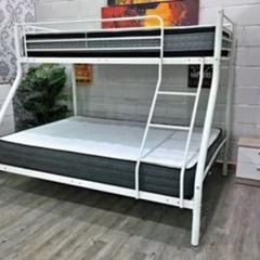White Double Metal Bunk Bed.