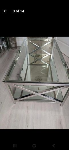 glass with mirror base coffee table