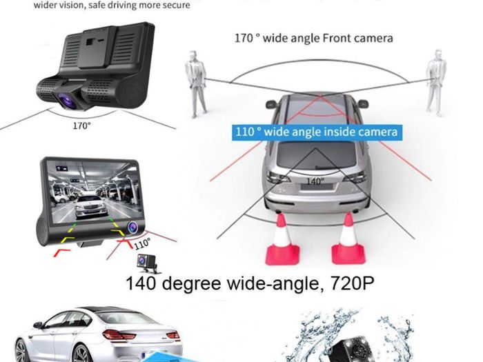 Brand New 1080P Car DVR 4.3 inch Lens Dash Cam Front and Rear Video Recorder Camera G-sensor