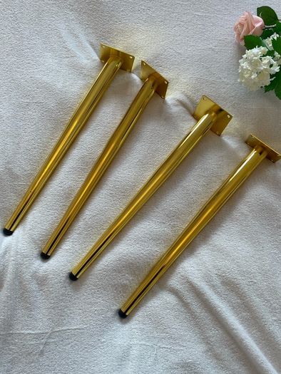 4x Gold Tapered Metal Furniture Legs 45cm 17" DIY Upcycle Sofa Table Feet legs