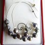 Vintage 925 Sterling Silver and dark pearl swirl earrings Image 2