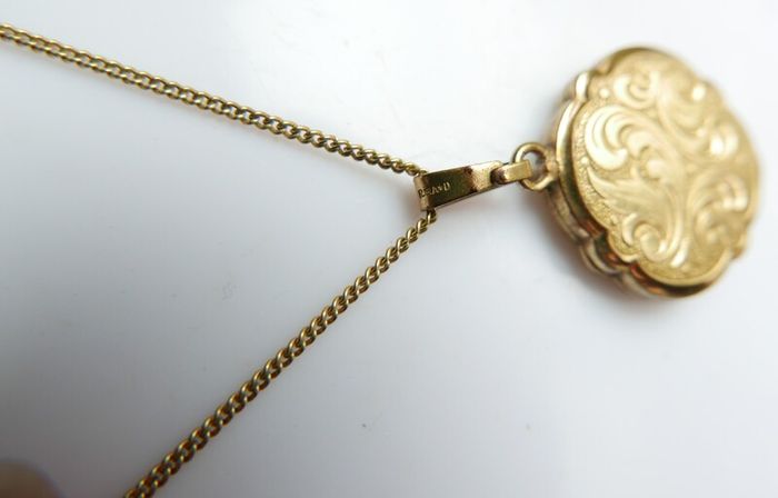 Edwardian Revival Gold Plated Engraved Fern Locket, Andreas Daub