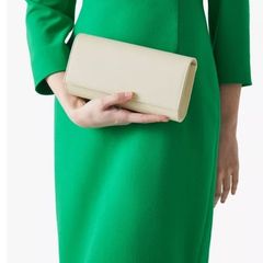 LK Bennett Cream Erin Leather Clutch (Used Once - Excellent Condition)