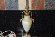 3X Antique Table Lamps - Italian Onyx Marble &amp; Japanese Chokin Art