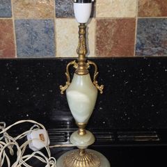 3X Antique Table Lamps - Italian Onyx Marble & Japanese Chokin Art