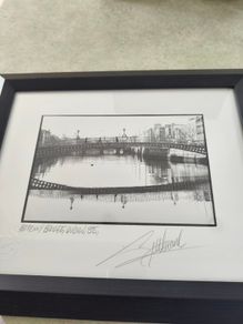 framed Giles Norman official signed photography prints, one of the Ha'penny Bridge from 1988 signed and stamped.