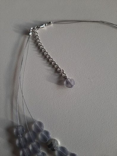 Grey and silver tone bead necklace