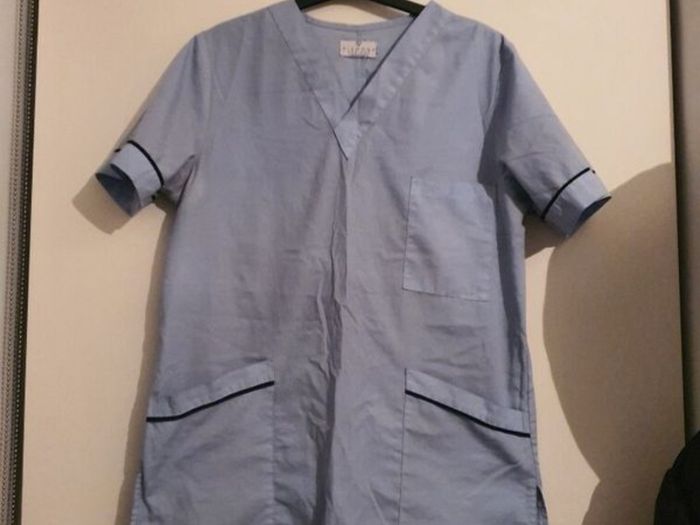 blue scrub top