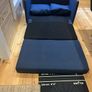 Small blue denim sofa bed Image 2